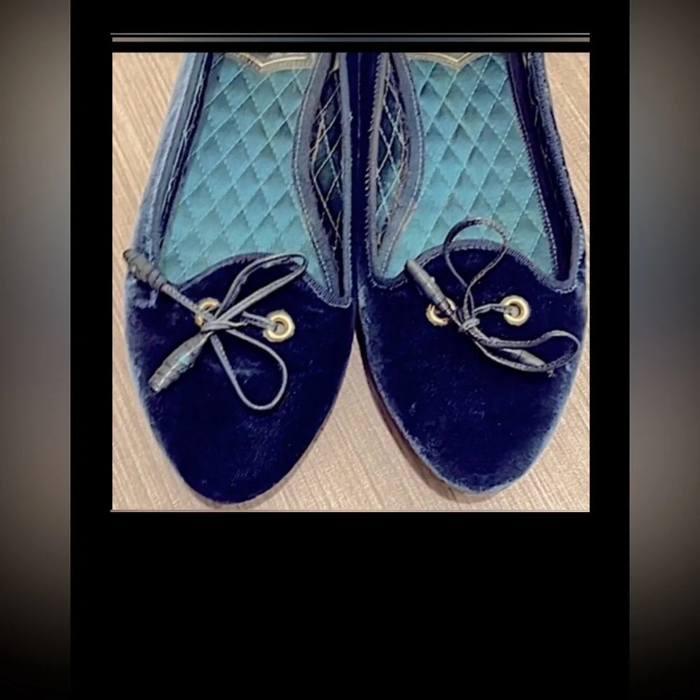 Tom Ford Velvet Bow Tie Flats Quilted Footbed Teal Blue EU /IT Size 36 = US  6.0